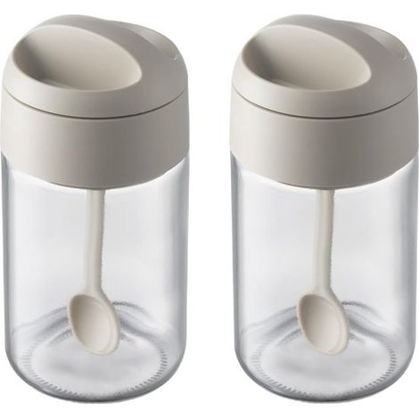 Salz- und Zuckerdosen-Set aus Glas – 246 ml (8,5 oz) mit Löffel, Gewürzgläser für die Küchenarbeitsplatte und für Würzmittel (1/5)