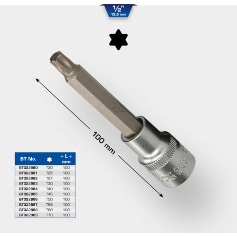 1/2&quot Torx-Bit-Stecknuss, 100 mm lang, T27 (1/5)