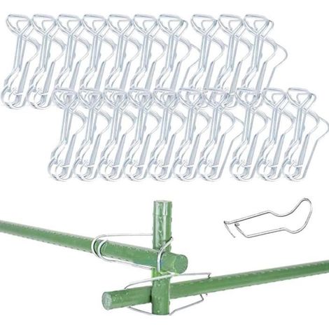 Set mit 50 Stahlgitterclips für Garten, Gewächshaus oder Kletterpflanzen (silber, 11 mm)