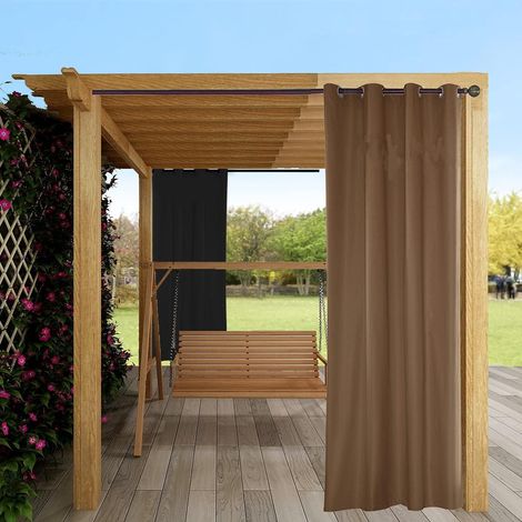 Waterproof outdoor curtain, blackout curtain for sliding garden doors, patios, indoor or outdoor gazebos with sliding door eyelets (coffee, 1 panel  137.2 x (1/5)