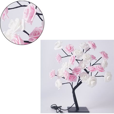 Guirlande lumineuse LED rose et fleurs de cerisier, guirlande lumineuse USB pour sapin, lampe de table décorative de Noël, guirlande cadeau, 24 lumières, guirlande lumineuse rose blanche et rose pour  (1/3)