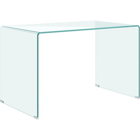 Scrittoio da ufficio, fisso, in vetro trasparente, per arredamento interni -120 x 70 cm (1/5)