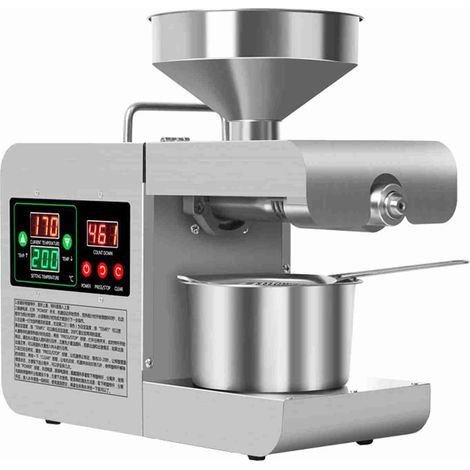 Electric oil press machine with large color digital screen for kitchen and household use, stainless steel, smart (1/5)