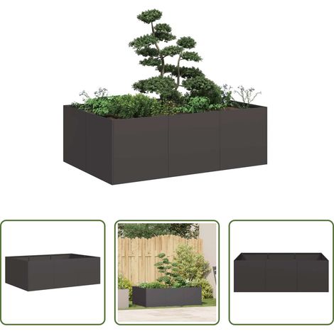 Gartenkübel - Pflanzkübel Schwarz 120x80x40 cm Stahl (1/5)