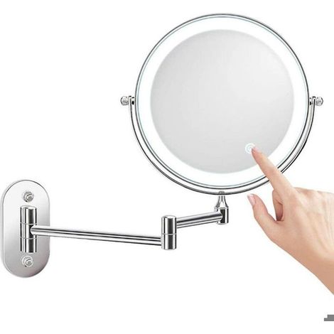 Miroir grossissant lumineux 8 pouces x10 , LED mural arret automatique 0.5h , sans piles