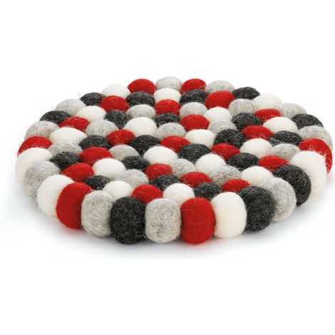 Tappetino per pentola calda Cilio Lana Grigio, diametro 21 cm, lana di pecora, rosso (1/3)
