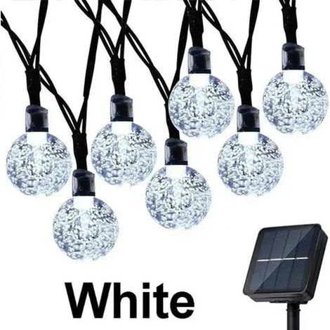 Guirlande lumineuse solaire (200 LED (22 m) - Blanche) - Lumière féérique en cristal pour extérieur, guirlande de Noël étanche, compatible avec la décoration de patio et de jardin. (1/5)