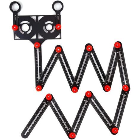 BUNTHAUS Règle de mesure multi-angle avec Trou de Positionnement, gabarit de mesure en alliage d'aluminium réglable sur 12 côtés, Multi Angle Template Tool, règle pliante à et localisateur de poinçon (1/5)