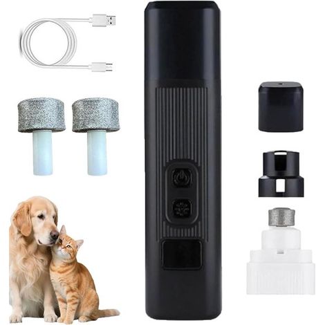 Coupe-ongles pour chiens avec lumière - Lime à ongles électrique pour chiens - Coupe-ongles silencieux - Convient aux chiens, chats et autres animaux - Sûr et sans stress - Noir (1/5)