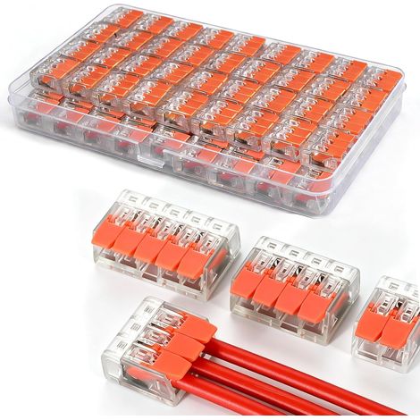 80 Pcs Electrical Lever Connectors Assortment Transparent 2/3/4/5 Pole for All Types of Conductors, Fast and Compact for Electrical Troubleshooting, Household Appliances and DIY Projects (1/5)