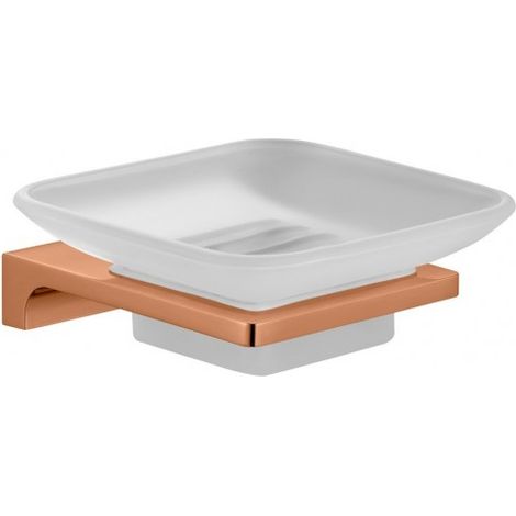 Porte-savon mural NIL en verre et laiton rose gold brossé 11,05x10,3x4,25 cm (1/2)