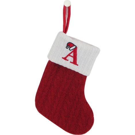 1 Chaussette de Noël, tricot avec lettre brodée, cordelette de suspension, décoration festive intérieur (1/5)
