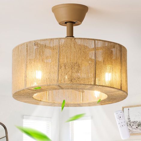 Ventilateur de plafond avec lumière et télécommande, lustre de style bohème avec ventilateur, 6 vitesses de vent, minuterie, hauteur réglable, φ 45CM (1/5)