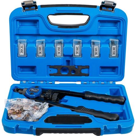 Pince à riveter - Pour écrous M3 M4 M5 M6 M8 M10 - Course 9 mm - Longueur 330 mm - Jeu de 68 pièces (1/5)