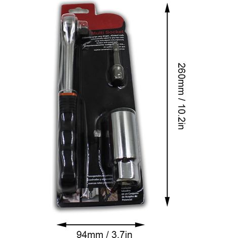 Clé à douille universelle 9-21 mm pour réparation automobile, douille multifonctionnelle en acier au chrome-vanadium, jeu de trois clés à cliquet 3/8". (1/5)