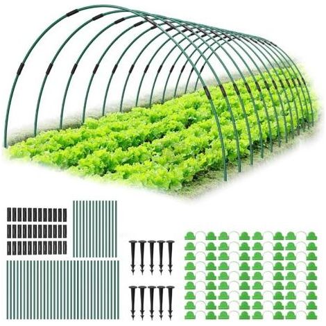 – 60 pièces arceaux pour serre tunnel – 41 cm ajustables en fibre de verre antirouille – Kit de protection pour plantes – Piquets de jardinage DIY (1/5)