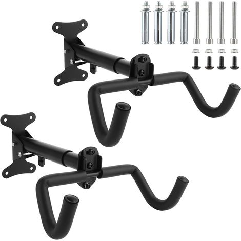 Lot de 2 Porte Velo Mural, Support Velo Mural avec Rembourrage Extra Souple, Accroche Velos Murals Garage en Métal pour Garage Intérieur (Longueur réglable) (1/5)