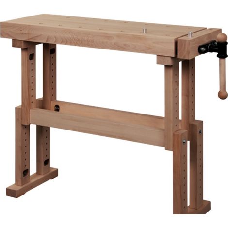 AUTRES Établi Junior Senior réglable hêtre massif 1080 x 350 x 560-860 mm - 1 presse - perçage 19 mm