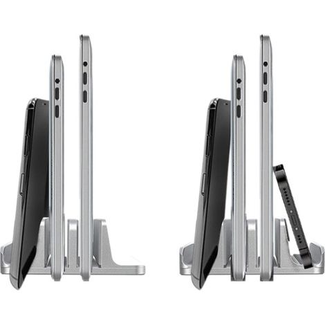 Vertikaler Laptopständer aus Aluminiumlegierung, 6-in-1 Laptopständer, Tischständer, platzsparender Organizer, für MacBook/Surface/Samsung/HP/Dell/Book/Tablet/Switch und mobile Geräte.