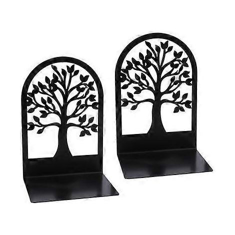 Paire de serre-livres - Serre-livres Arbre de Vie - Butée de livre décorative pour la maison, le bureau et les étagères - Métal antirouille et antidérapant - Étagères à livres (1/5)