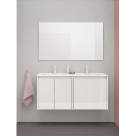 Ensemble meuble SPRING 4 portes suspendu (120cm) - Modèle 4 portes - Longueur 120cm - Blanc brillant (1/4)