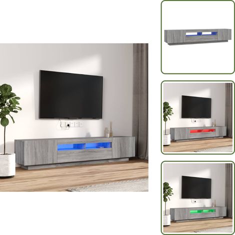 The Living Store Ensemble de meubles TV avec lumières LED 2 pcs Sonoma gris - Meuble tv moderne (1/5)