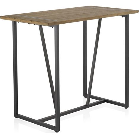 Table de bar en métal avec plateau en bois (1/5)