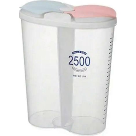 Réservoir de stockage de céréales, boîte de rangement hermétique pour aliments de cuisine et de maison, 2 compartiments -- (1/5)