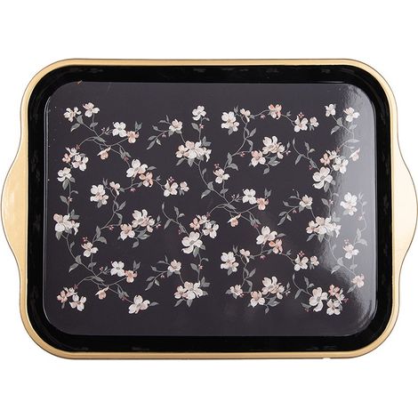 Plateau de service en plastique noir 38 x 27 x 2 cm pour les boissons et collations - PANGIVO (1/2)