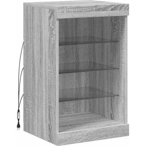 Buffet de Salle à Manger avec Éclairage LED Intégré, Meuble de Rangement Moderne en Bois Effet Chêne Gris Sonoma, 41x37x67 cm (1/5)