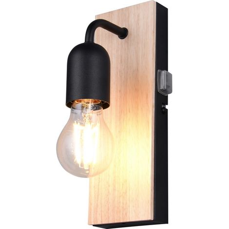 Applique bagno industriale legno chiaro IP44 E27 Trio (1/5)