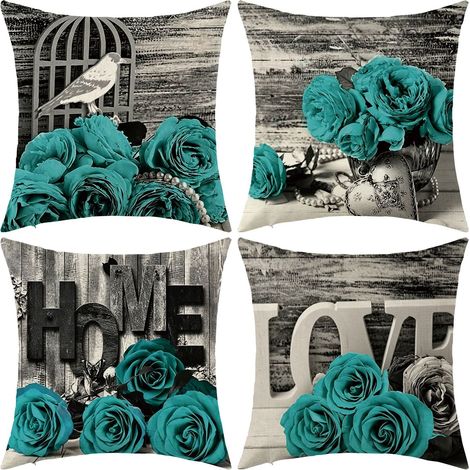 Housse de coussin rétro style champêtre pour canapé, pour décoration de terrasse, jardin ou salon, 45x45 cm