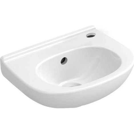 O.novo, Lavamani, 360 x 275 mm, ovale, per rubinetteria monoforo, foro per rubinetteria punzonato, destro, con troppopieno, sanitari AntiBac bianco (1/3)