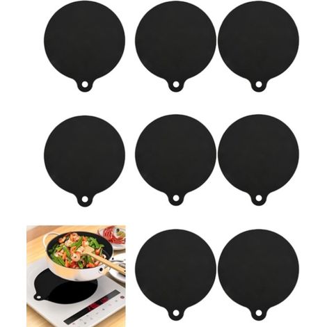 Induktionsschutz Set, 8 teilig 0,4 mm dicke Induktionsschutzfolie 24 cm Induktionsabdeckung Topfuntersetzer Induktionsmatte Hitzebeständig bis 24 (1/5)