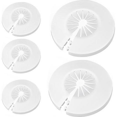 Rosetta universale per tubi di riscaldamento da 14 a 45 mm, bianca, confezione da 6, copritubi in plastica PP a clip, collare di finitura per radiatori, tubi del gas e dell'acqua, diametro esterno 75 (1/2)