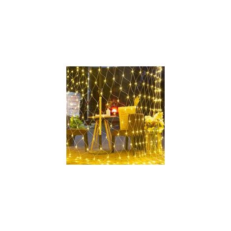 Guirlande Lumineuse Filet 192 LED 3x2M Étanche, 8 Modes Dimmable, Décoration Intérieure Extérieure pour Chambre, Mariage, Noël et Jardin, Blanc Chaud (1/4)