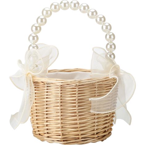 Panier Vintage en Toile de Jute pour Cérémonie de Mariage avec Coussin à Anneaux et Nœud Papillon Portable (1/5)