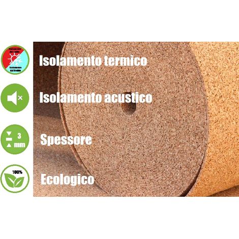 Rotolo in Sughero Naturale per Isolamento Termico/Acustico-20mx1mx3 mm (1/2)