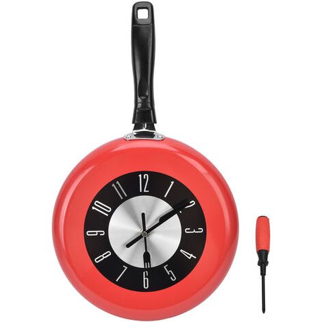 Wanduhr in Form einer Bratpfanne, Aluminium-Kochtopf, dekorative Hängeuhren für Esszimmer und Bars (1/5)