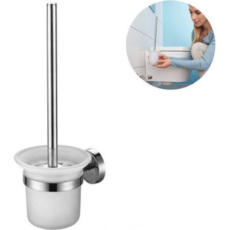 Porte-Brosse De Toilette Mural - Verre Et Acier Inoxydable - Salle De Bain - 1 Pièce (1/5)