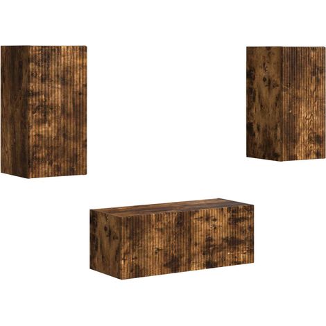 Ensemble meuble TV 6 pcs Chêne fumé Bois d'ingénierie