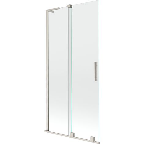 Mexen Velar L Badewannenfaltwand 2-flügelig verschiebbar 95 x 150 cm, transparent, gebürstetes Nickel - 896-095-003-01-97 (1/5)