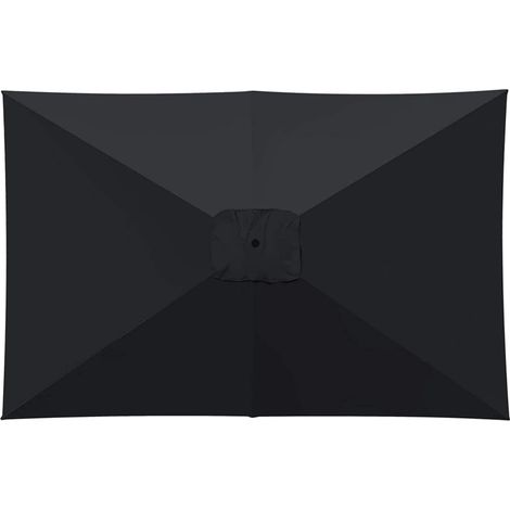Telo di ricambio per ombrellone rettangolare da esterno, in tessuto, per patio, parasole, impermeabile, per struttura a 6 stecche, dimensioni 2,1 x 1,4 m, colore nero. (1/5)