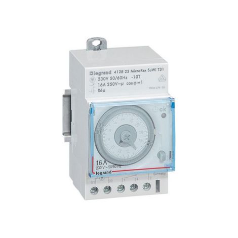 Legrand – Interrupteur horaire analogique programmable 16A 250V – 3 modules – Programmation journalière – Cadran horizontal – Réserve de marche 6 ans