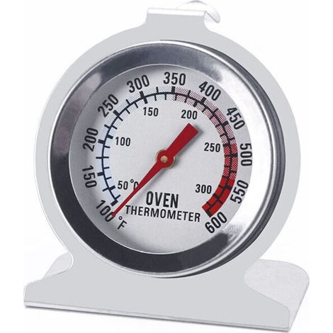 Termometro in acciaio inox per forni elettrici e a gas, quadrante da 2", lettura istantanea per cucinare, arrostire e affumicare (50–300 °C/100–650 °F)
