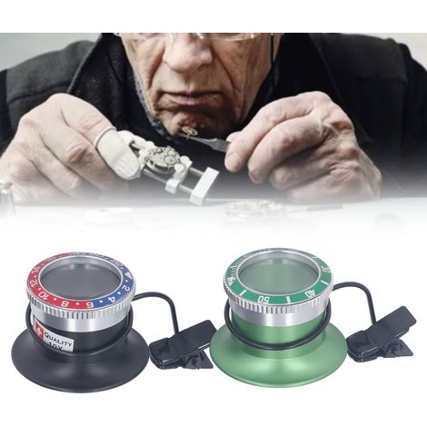 Set aus 2 10-fach vergrößernden Metalllupen für Uhrenreparaturen, Augenmaske und Uhrmacherwerkzeuge mit Clip. (1/5)