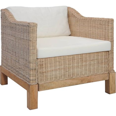 Fauteuil avec coussins Rotin naturel (1/5)