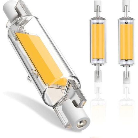 Ampoule LED R7s -Ampoule R7S LED 78mm Dimmable, 10W R7S Ampoules LED COB, R7S LED 78mm Haute Lumière Blanc Froid 6000K, R7S LED Lampe 600LM, éclairage à faisceau 360 °, AC 220-240V, Pack de 2, - (1/4)