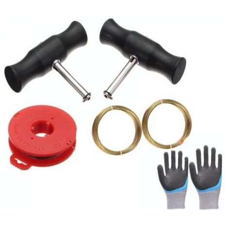 5 outils universels pour enlever le pare-brise, outils pour pare-brise de voiture, fil de coupe pour verre, 3 fils de coupe et 2 poignées de pare-brise (+ gants) (1/5)