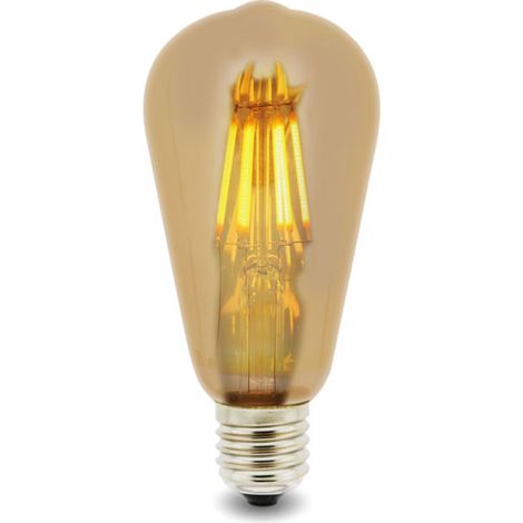 IluminaShop - Bombilla LED Filamento E27 ST64 6W Ambar  Blanco Calido 2300K